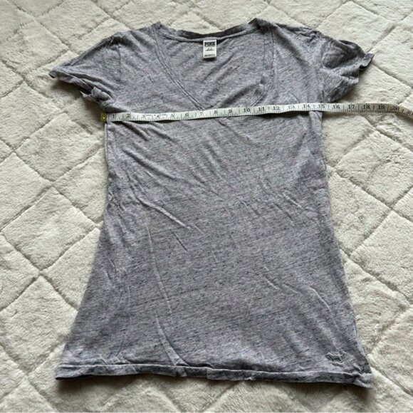 Victoria's Secret PINK | Short Sleeve Heather Gray V-Neck Tee Shirt | Size Small - Picture 11 of 12